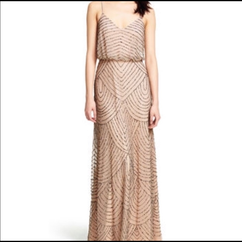 Adrianna Papell Nude/Gold Formal Gown